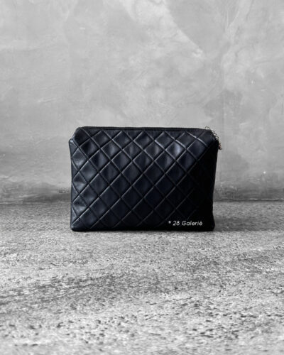 Chanel Black Vanity Case Pouch Lambskin and Silver Hardware
