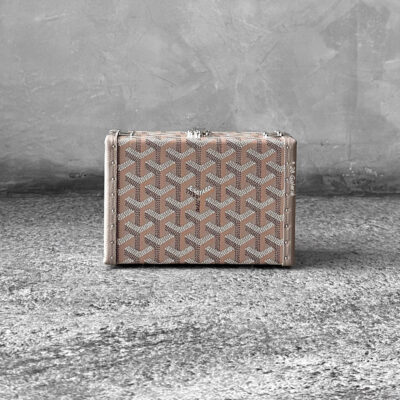 Goyard Khaki Minaudiere Trunk Bag in Silver Hardware
