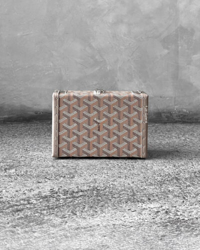 Goyard Khaki Minaudiere Trunk Bag in Silver Hardware
