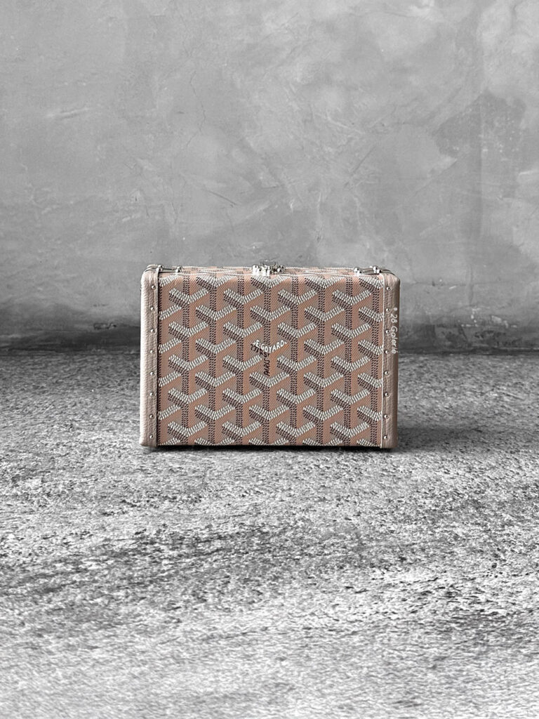 Goyard Khaki Minaudiere Trunk Bag in Silver Hardware