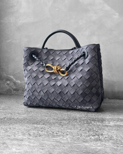 Bottega Veneta Suede Graphite Grey Small Andiamo Top Handle Bag