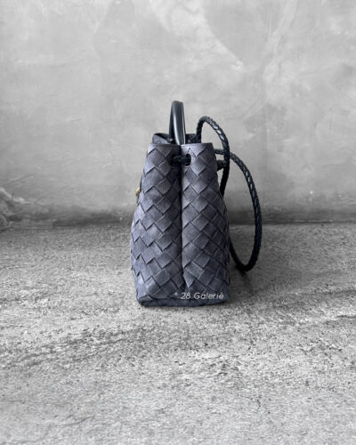 Bottega Veneta Suede Graphite Grey Small Andiamo Top Handle Bag