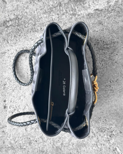 Bottega Veneta Suede Graphite Grey Small Andiamo Top Handle Bag