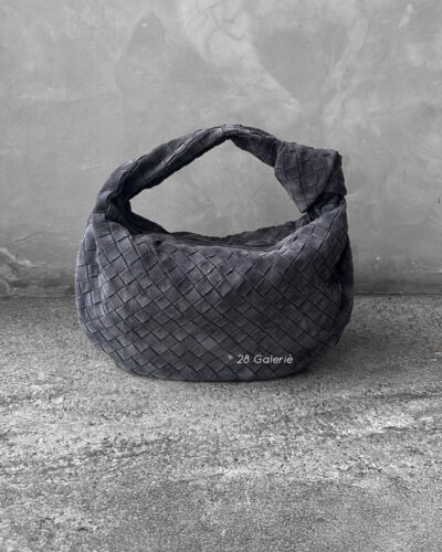 Bottega Veneta Suede Graphite Grey Small Jodie Top Handle Bag