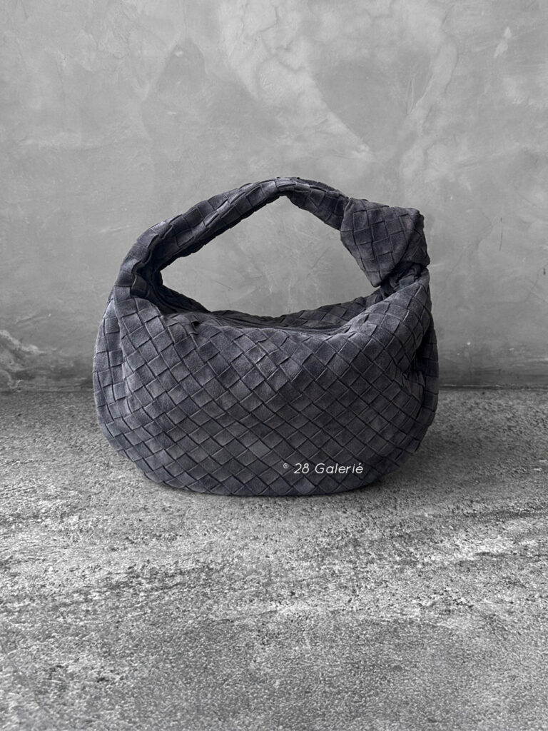 Bottega Veneta Suede Graphite Grey Small Jodie Top Handle Bag