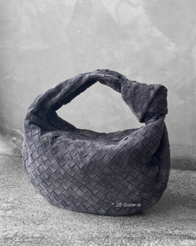 Bottega Veneta Suede Graphite Grey Small Jodie Top Handle Bag