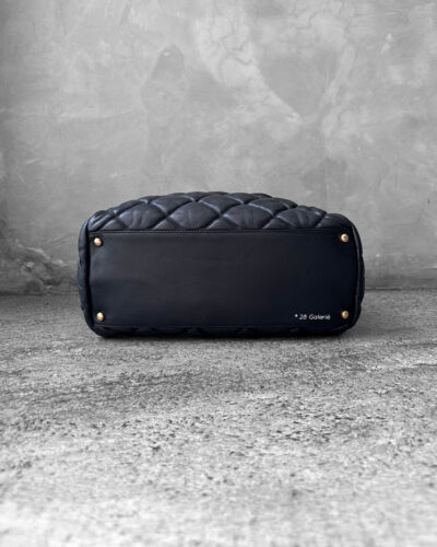 Chanel Black Bubble Quilted Bowler Bag in Lambskin Leather and Gold Hardware
