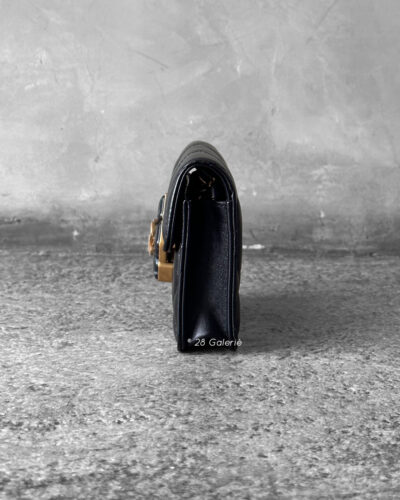 Chanel Black Diamond Lock Flap Card Holder on Chain in Quilted Lambskin Leather & Gold Hardware