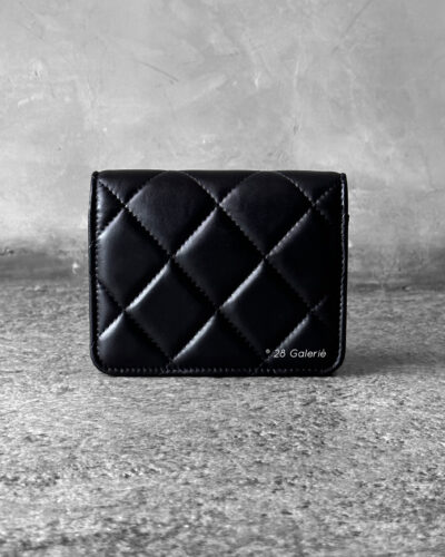 Chanel Black Diamond Lock Flap Card Holder on Chain in Quilted Lambskin Leather & Gold Hardware