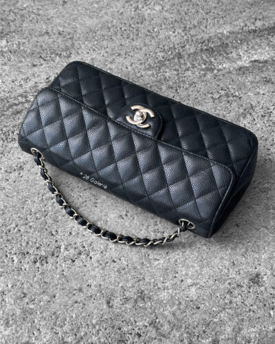 Chanel Black East West Flap in Caviar leather and Silver Hardware