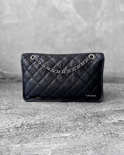 Chanel Black French Riviera Flap in Caviar Leather and Silver Hardware