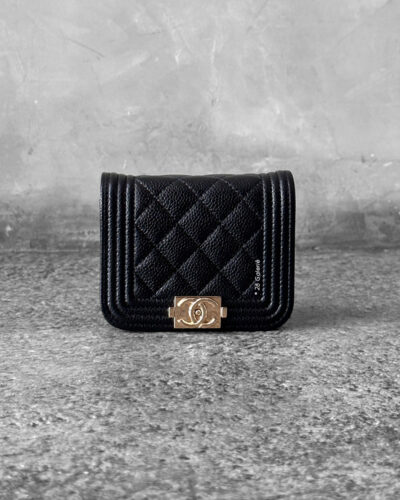 Chanel Black Micro Le Boy Belt Bag in Caviar Leather and Silver Hardware