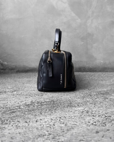 Chanel Black Trendy Bowling Bag in Lambskin Leather and Gold Hardware