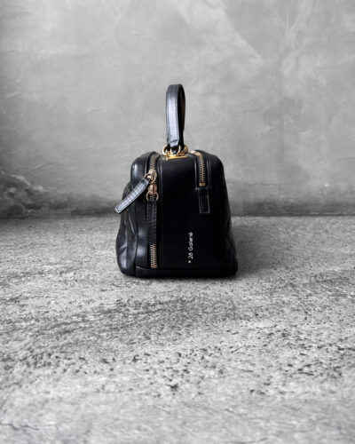 Chanel Black Trendy Bowling Bag in Lambskin Leather and Gold Hardware