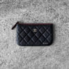 Chanel Black Zipped Pouch Wallet in Quilted Caviar Leather and Silver Hardware