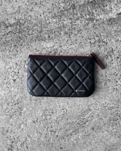 Chanel Black Zipped Pouch Wallet in Quilted Caviar Leather and Silver Hardware