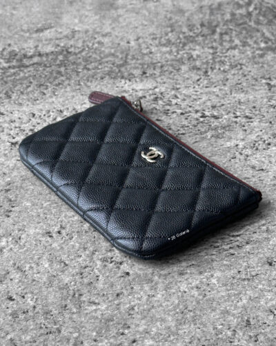 Chanel Black Zipped Pouch Wallet in Quilted Caviar Leather and Silver Hardware