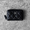 Chanel Black Zippy Card Wallet in Quilted Caviar Leather and Silver hardware