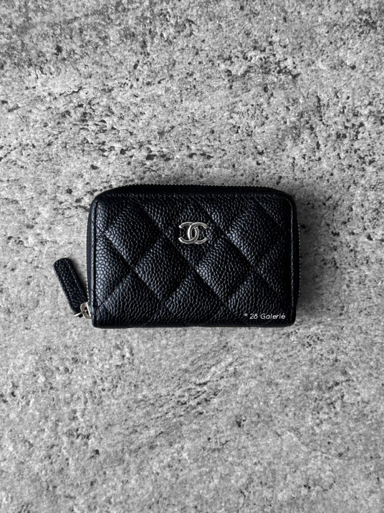 Chanel Black Zippy Card Wallet in Quilted Caviar Leather and Silver hardware