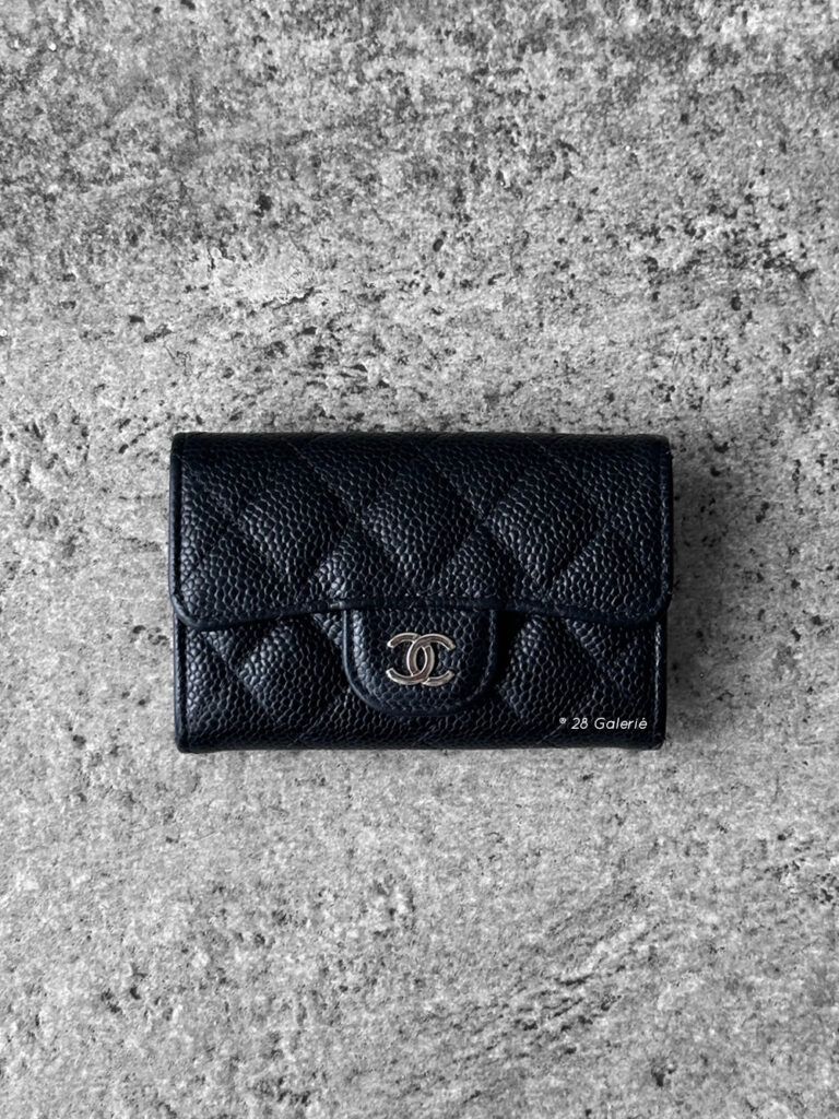 Chanel Black Zippy Flap Card Wallet in Quilted Caviar and Silver hardware