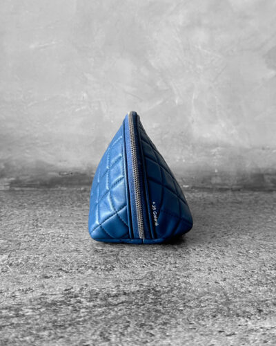 Chanel Blue Small Curvy Pouch in Lambskin Leather and Silver Hardware