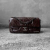 Chanel Brown Twisted Flap in Lambskin Leather and Silver Hardware