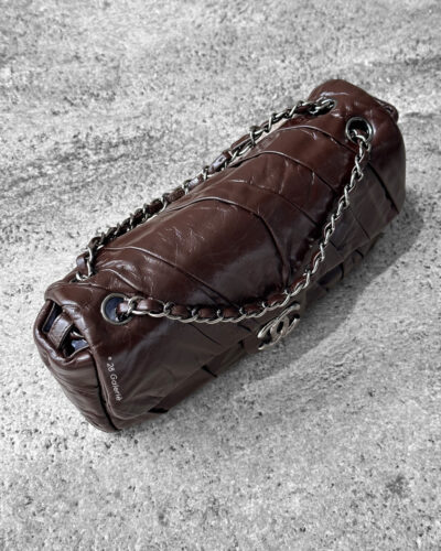 Chanel Brown Twisted Flap in Lambskin Leather and Silver Hardware