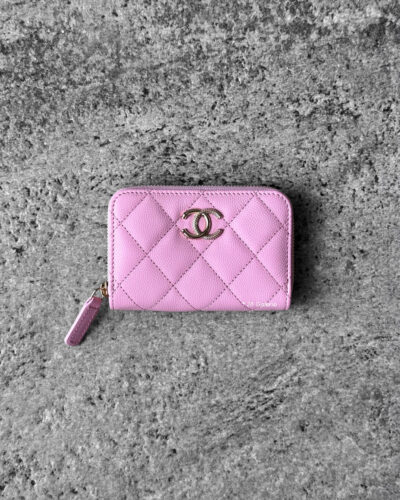 Chanel C23 Pink Zippy Card Wallet Quilted Caviar and Light Gold Hardware