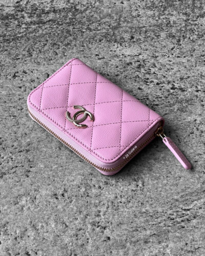 Chanel C23 Pink Zippy Card Wallet Quilted Caviar and Light Gold Hardware