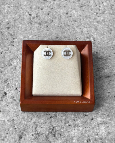 Chanel Coco Mark Button Earrings and Silver Hardware
