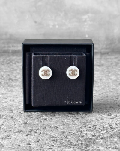 Chanel Coco Mark Button Earrings and Silver Hardware