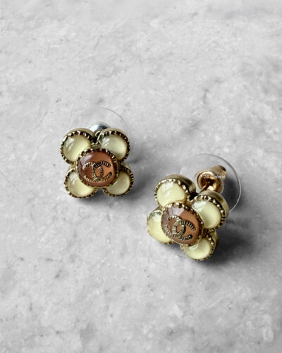 Chanel Coco Mark Flower Earrings and Aged Gold Hardware