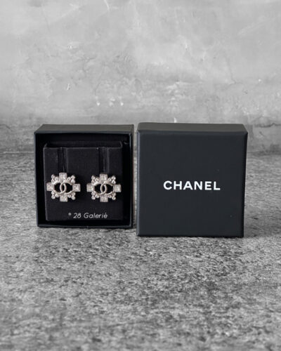 Chanel Crystal CC Silver Earrings