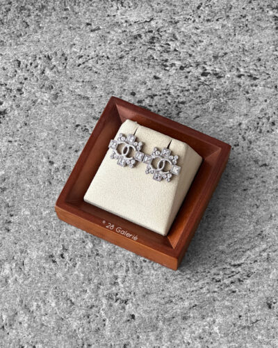 Chanel Crystal CC Silver Earrings