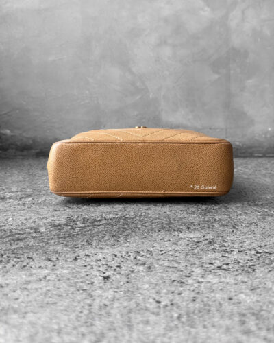 Chanel Vintage Chevron Camera Bag in Caviar Leather and Gold Hardware