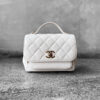 Chanel White Business Affinity Flap Bag in Caviar Leather and Gold Hardware