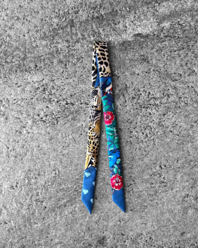 Hermes Blue Tiger Jungle Love Doll Bird Heart Flower Silk Twilly Scarf