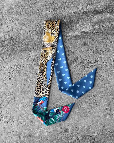 Hermes Blue Tiger Jungle Love Doll Silk Twilly
