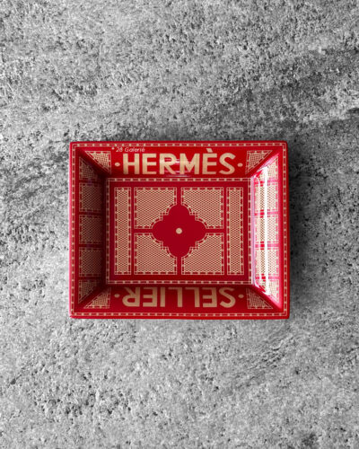 Hermes Rouge Sellier Change Tray Porcelain
