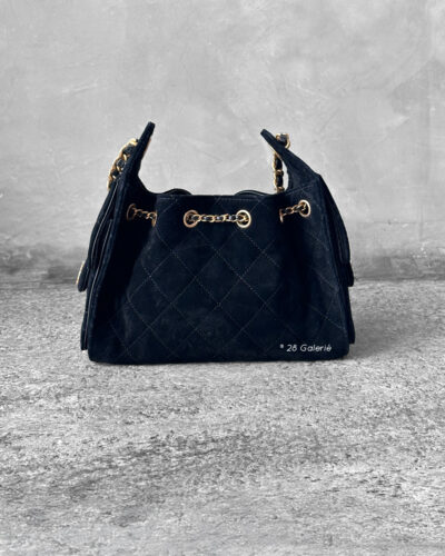 Chanel Mini C25 BLack Suede & Aged Gold Hardware