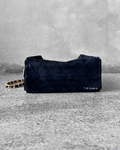 Chanel Mini C25 BLack Suede & Aged Gold Hardware