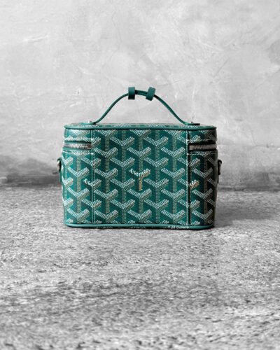 Goyard Green Muse Vanity Case and Silver Hardware