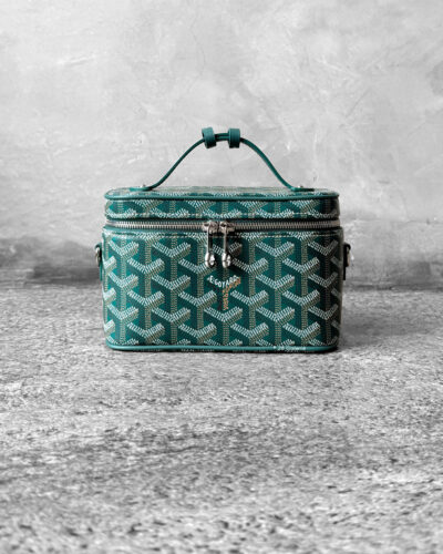 Goyard Green Muse Vanity Case and Silver Hardware