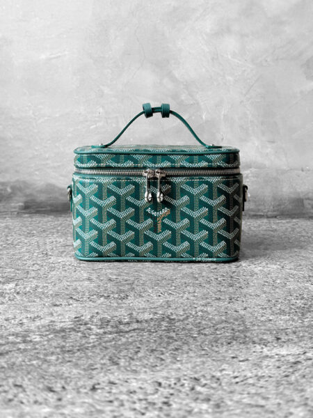 Goyard Green Muse Vanity Case and Silver Hardware