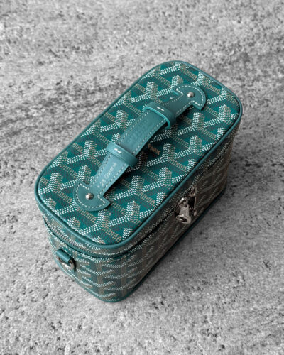 Goyard Green Muse Vanity Case and Silver Hardware