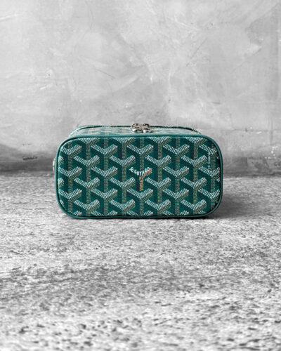Goyard Green Muse Vanity Case and Silver Hardware