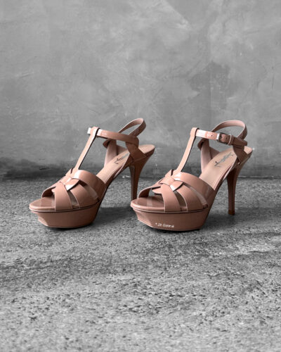 Saint Laurent Dark Pink Tribute Platform Sandals in Patent Leather