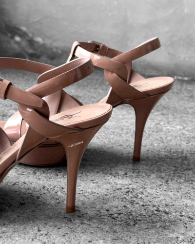 Saint Laurent Dark Pink Tribute Platform Sandals in Patent Leather