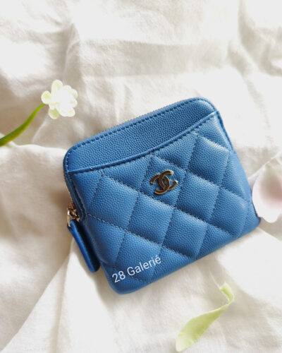 Chanel Blue Zip Cards & Coins Case