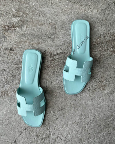 Hermes Aqua Oran Sandals in Epsom Leather S36.5